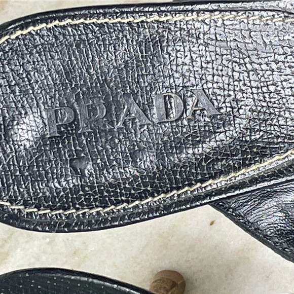 PRADA heels vintage mules black sz 9.5 EU 40 Leather thong - Picture 4 of 8